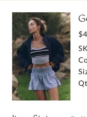 FP Movement by Free People Cloudy Waters Blue Ruffled Athletic Shorts